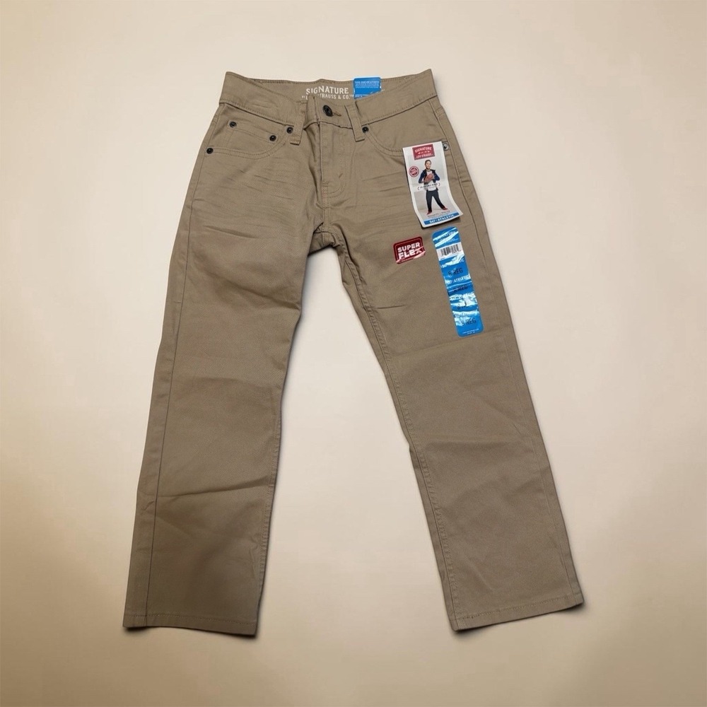 Signature‎ by Levi Strauss & Co. Boys Beige Chino Pants Athletic Fit Stretch S67
